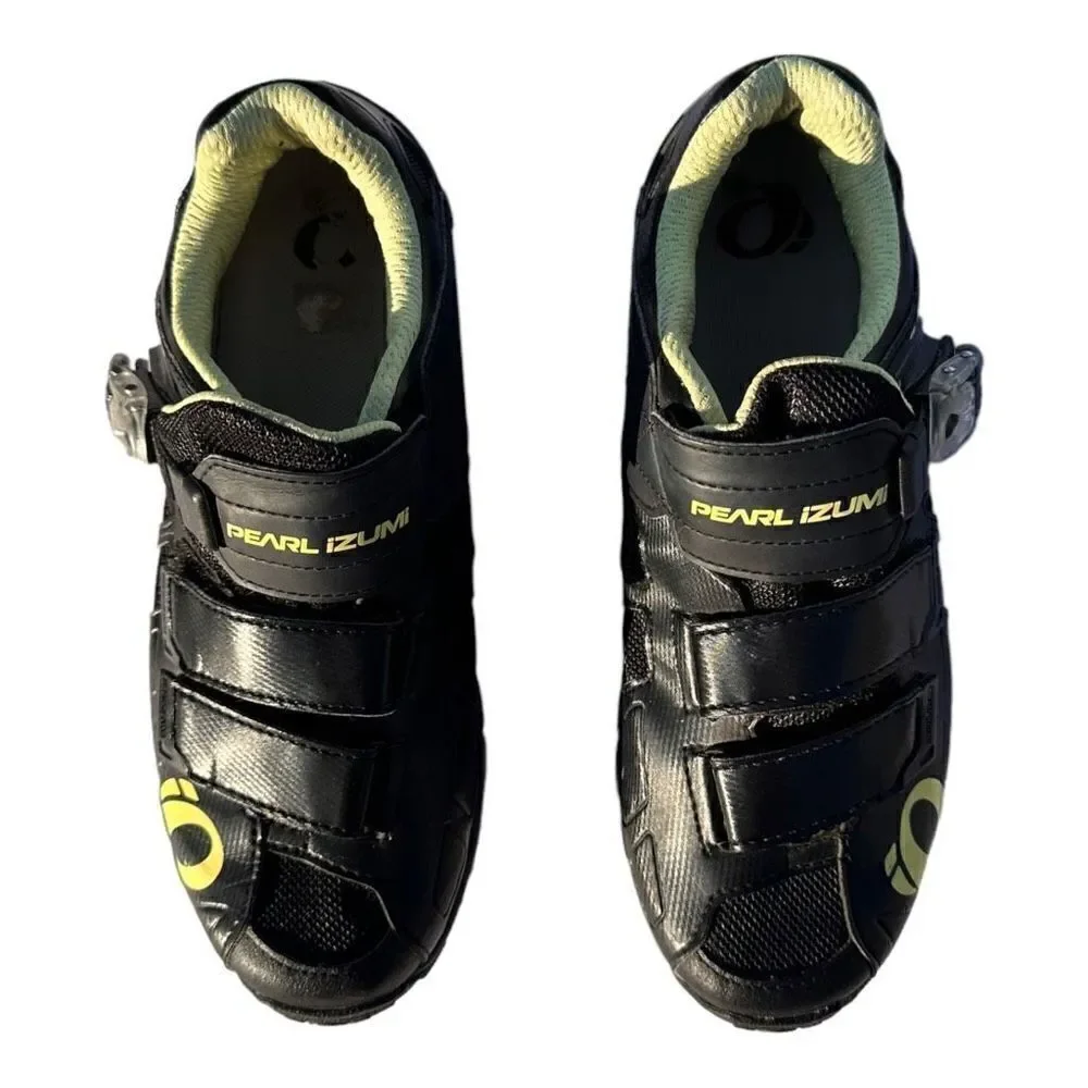 Pearl Izumi x-Alp Enduro IV clip on bicycle shoes women’s size 11.5 black yellow